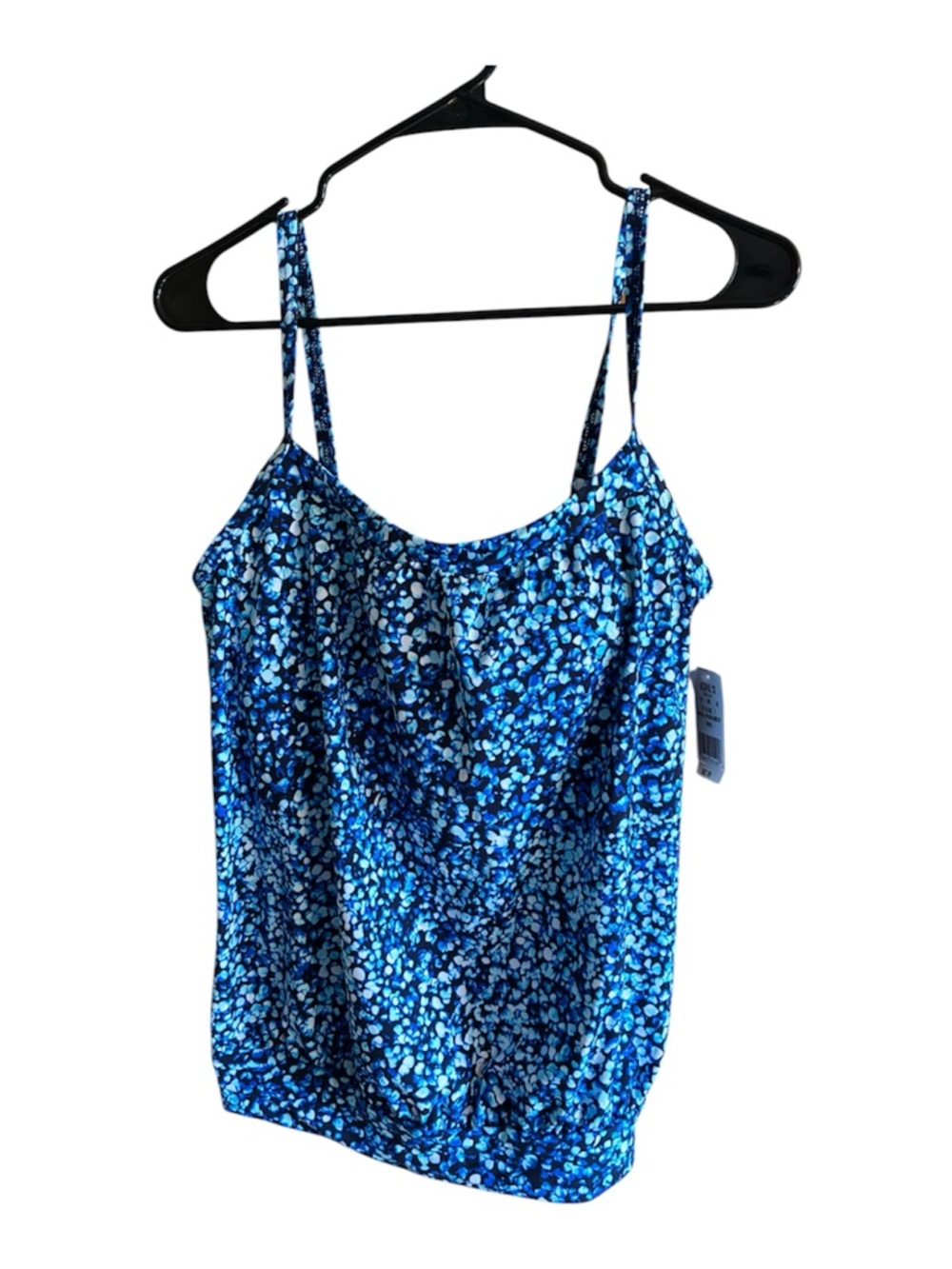Lands' End Blue Mosaic Blouson Tankini Swim Top
